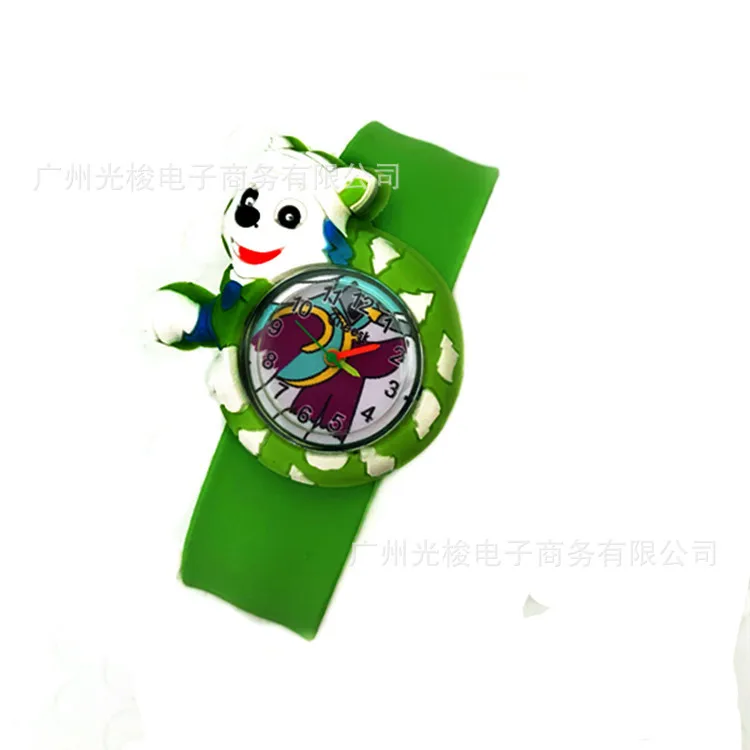 Wang Wang Green Детские часы 3d мультфильм игрушки прекрасный подарок аниме потрепанные наручные часы Аниме потрепанные часы силиконовый ремешок Детские Кварцевые часы - Цвет: Wang Wang Green