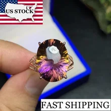 США сток Uloveido большой Аметрин драгоценный камень кольцо 925 пробы