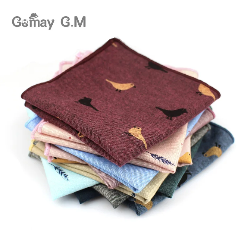Men square handkerchief bird feather printing casual suit pocket towel suit accessories on behalf of a spot