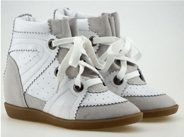 

Dropshipping Bobby Winter Autumn Wedges Genuine Leather Women Casual Breathable Height Increasing Platform Shoes