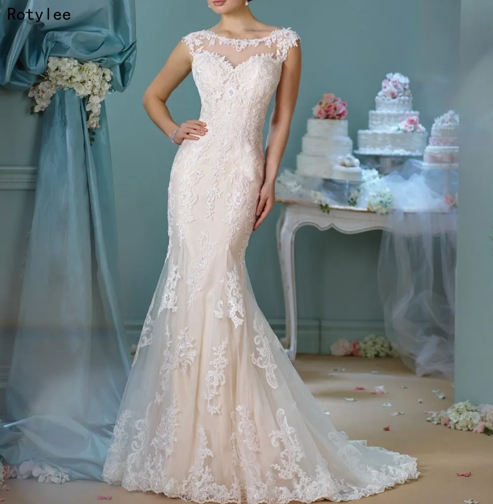 Vestido de noiva Тюлевая ткань с кружевными аппликациями винтажное свадебное платье русалки коротким Шлейфом
