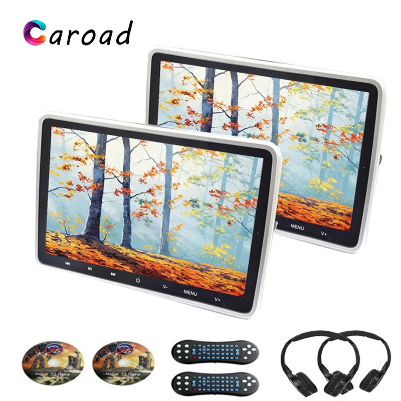 Caroad 2 шт. 10 1 дюймов подголовник автомобиля мониторы DVD видео плеер USB/SD/HDMI/IR/FM TFT ЖК