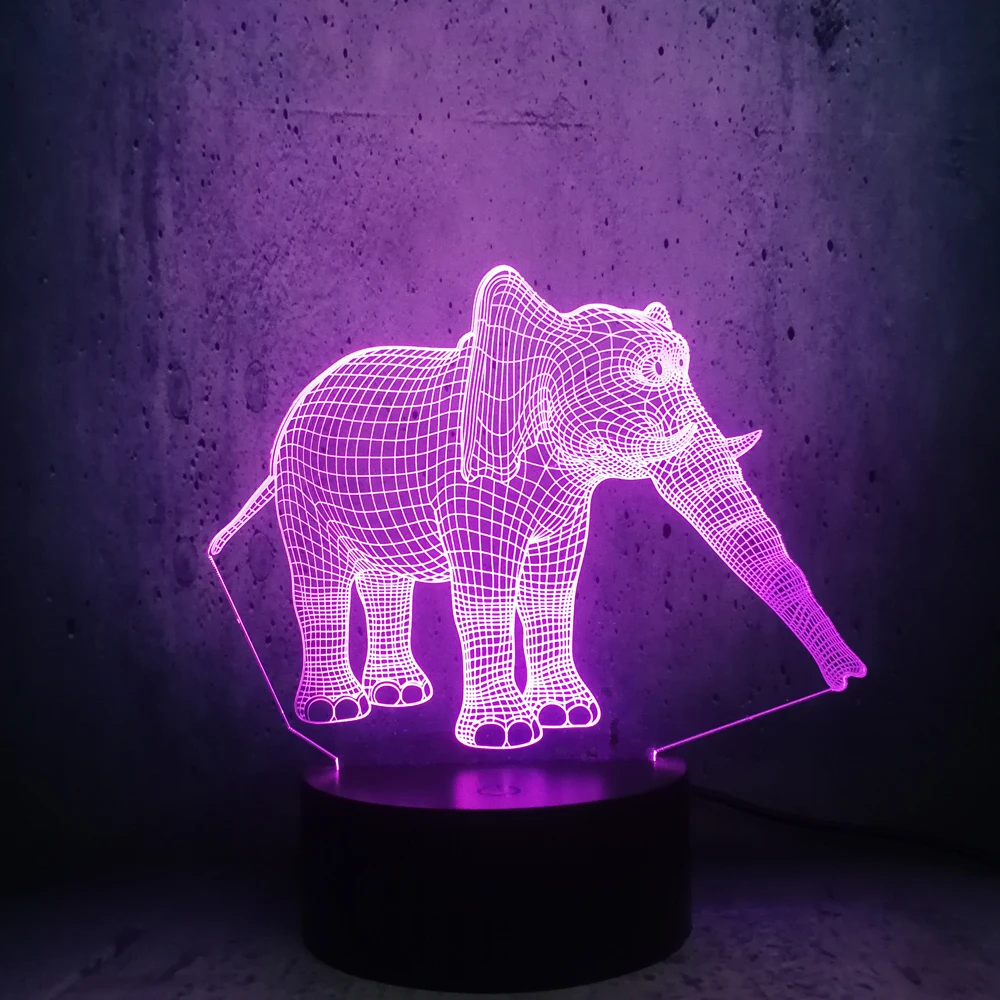 3D Таиланд Слон USB Иллюзия Светодиодная лампа в виде животных ночник светильник