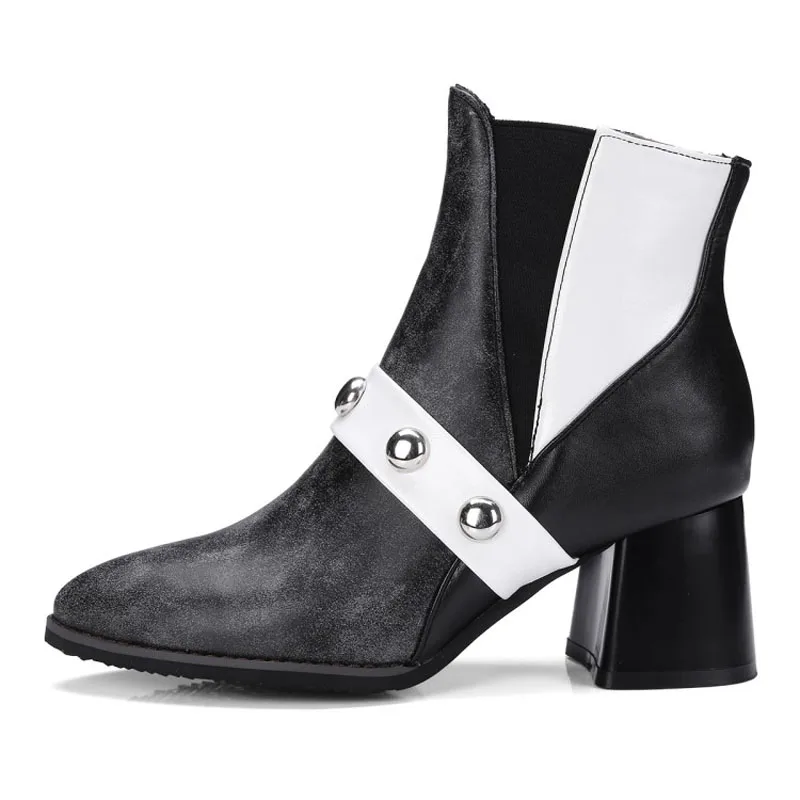 Женские ботильоны челси без застежек ботинки на высоком квадратном каблуке