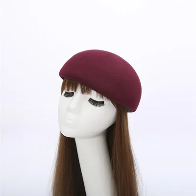 SUOGRY осень женская шляпа-федора классическая шляпа Chapeau femme Имитация шерсти Кепки Для женщин Шапки Милая однотонная черная шляпа-котелок женский - Цвет: Red wine