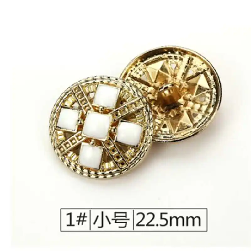 22.5mm white 5 шт. высокое количество белый желтый диаметр 18-25 мм металлические пуговицы с бриллиантами, аксессуары для одежды, рубашки, брендовые пуговицы, TQ4 - Цвет: 22.5mm white