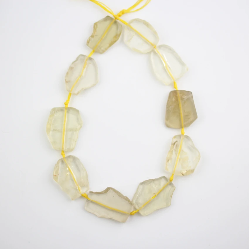 Необработанные натуральные Лимон Кварц цирсталь Плиты бусины ожерелье гладкие