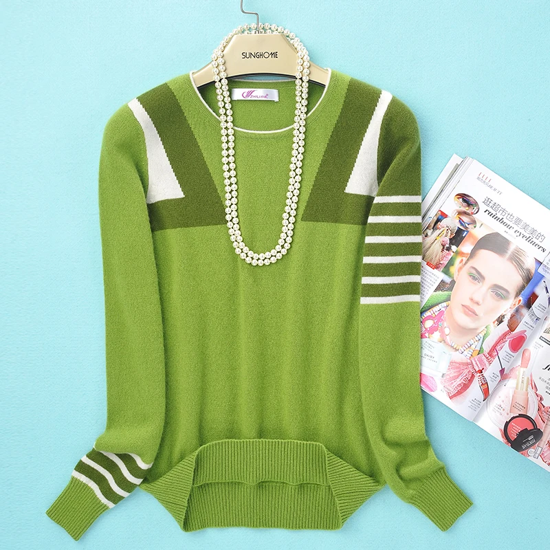 Кашемировая модель Женский кашемировый пуловер короткий дизайн тонкая Базовая