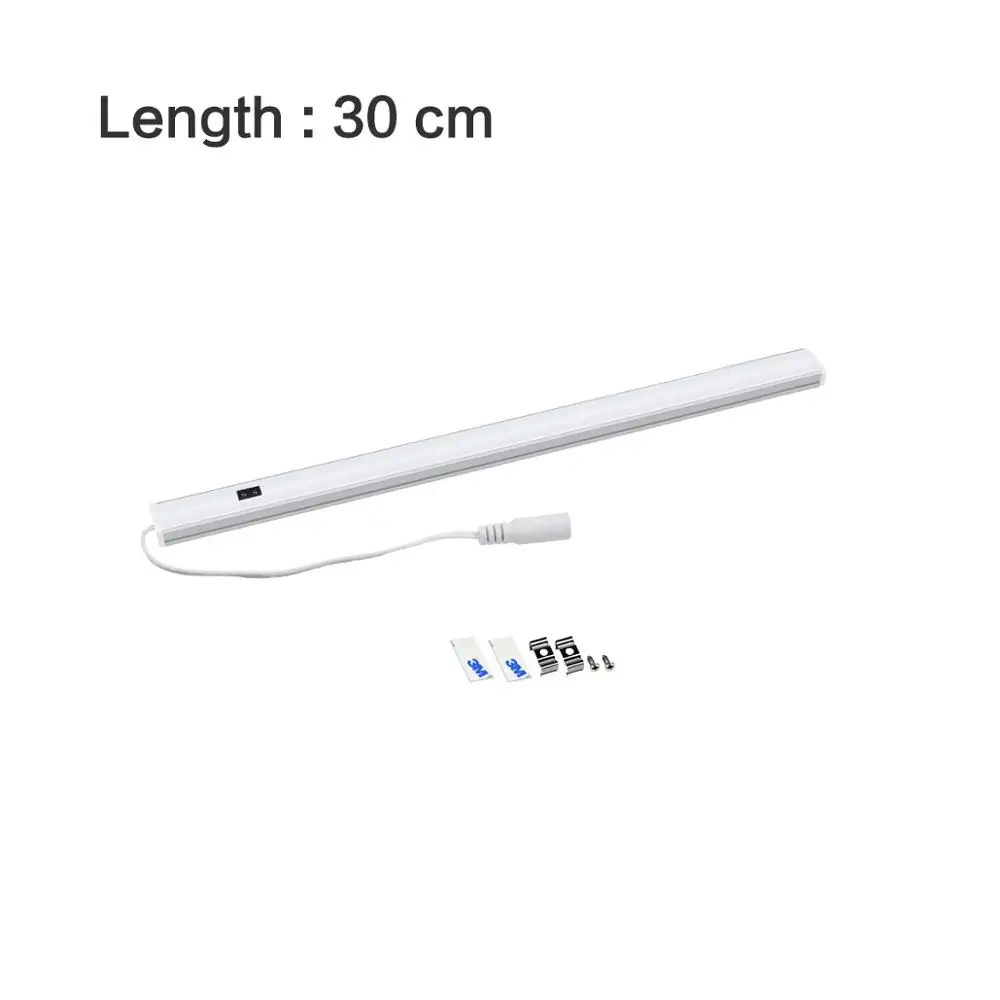 1x30CM - Not adapter Светодиодная подсветка под шкаф 12V ручная развертка развертки Сенсор Кухня шкаф 5 Вт 6 Вт 7 Вт светодиодный трубки домашние лампы, 30 см, 40 см, 50 см - Цвет: 1x30CM - Not adapter
