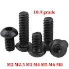 Винты С Черной головкой ISO7380 M2 M2.5 M3 M4 M5 M6 M8, 50 шт., 5 шт., класс 10,9, с шестигранным углублением, с круглой кнопкой, винты с шестигранной головкой, болты с шестигранным углублением