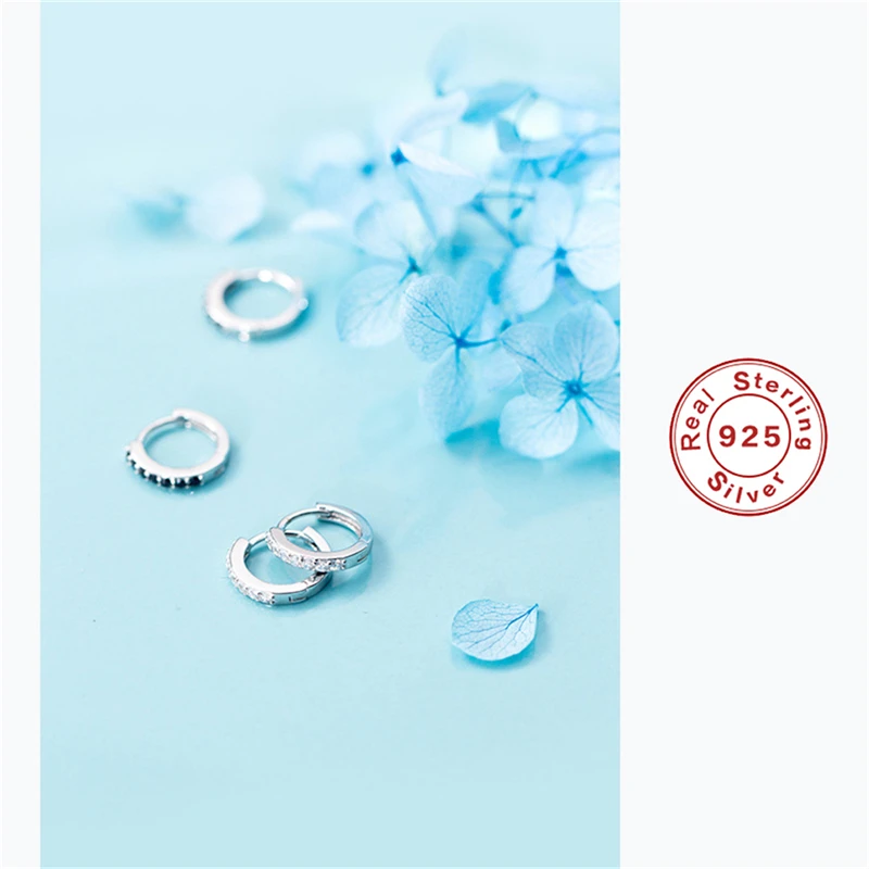 Серьги кольца с цирконом из стерлингового серебра 925 пробы для женщин