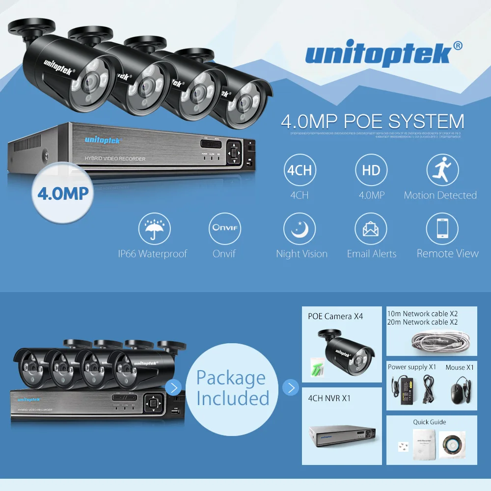 4CH система видеонаблюдения POE NVR 2592*1520 4MP POE IP камера наружная камера безопасности ночное видение Водонепроницаемый комплект видеонаблюдения