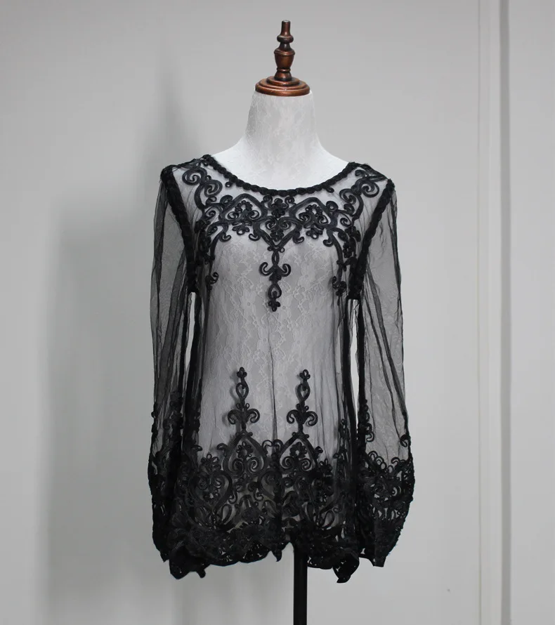 2018 летние Для женщин пикантные вечерние с длинным рукавом Кружева Пляжные