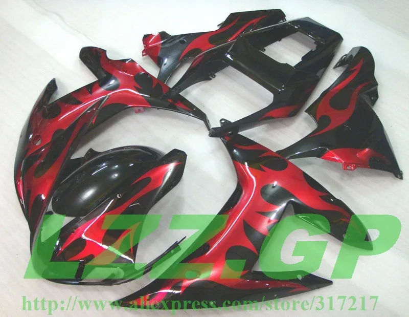 

Injection mold fairing kit for 2002 2003 YZF R1 YAMAHA YZF1000 02 03 YZF-R1 02 03 red flame black white fairing parts #EE71