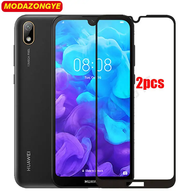 Закаленное стекло для Huawei Y5 2 шт. 2019 полное покрытие Защита экрана и 5