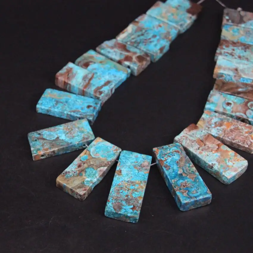 

15.5"strand Natural Blue Ocean Jades Top Drilled Rectangular Slab Loose Beads,Raw Ocean Agates Slice Nugget Pendants Jewelry