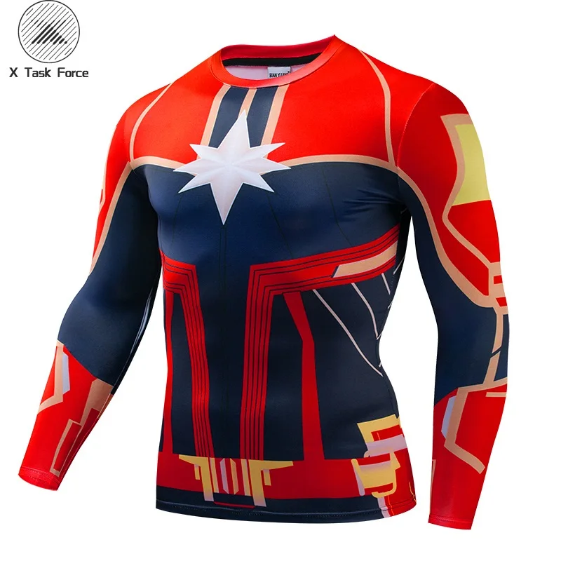 Мужская футболка с 3D принтом Carol Danvers movie Captain Marvel компрессионная одежда для