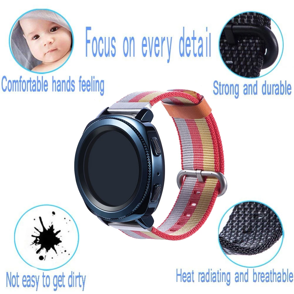 Нейлоновый ремешок для часов Samsung Gear S3 Frontier S2 Классический быстросъемный браслет