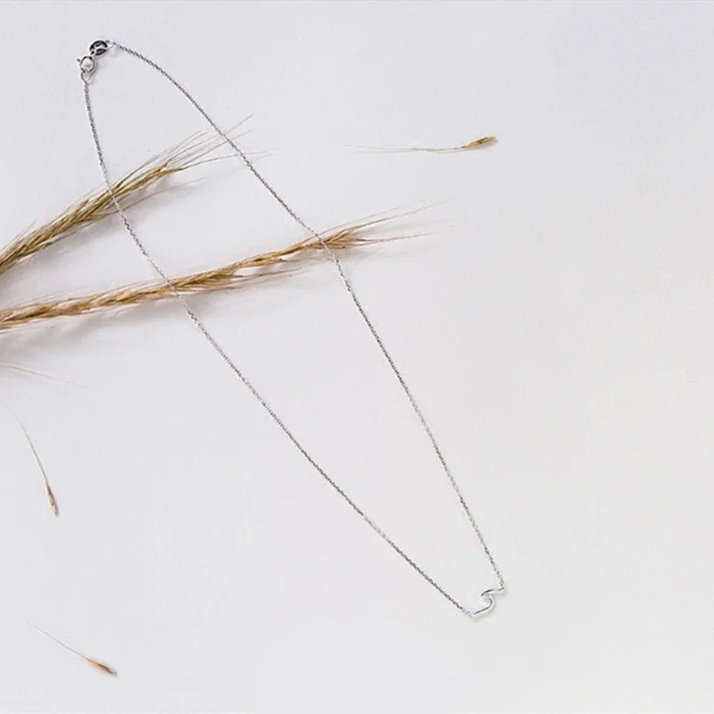 Ожерелье из стерлингового серебра 925 пробы с покрытием океанской волны простое