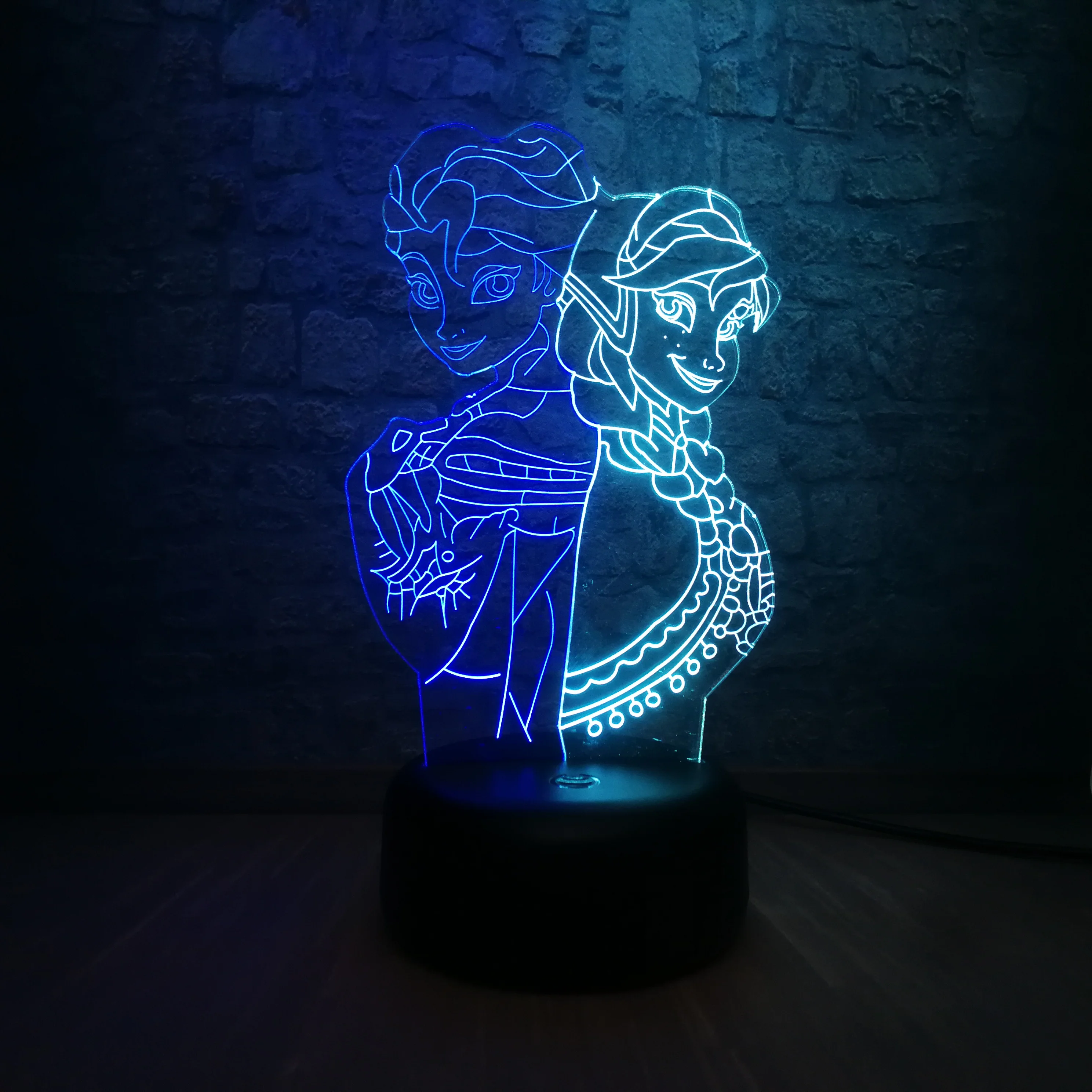 Новая 3D лампа Эльза Анна Принцесса мультфильм Fiugre Смешанный многоцветный светодиодный ночник детские игрушки Настольный сенсорный светильник Lampara креативный день рождения