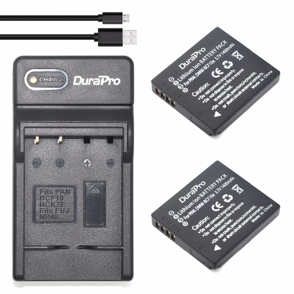 2 шт. DMW BCF10 BCF10E литий ионная аккумуляторная батарея + USB зарядное устройство для