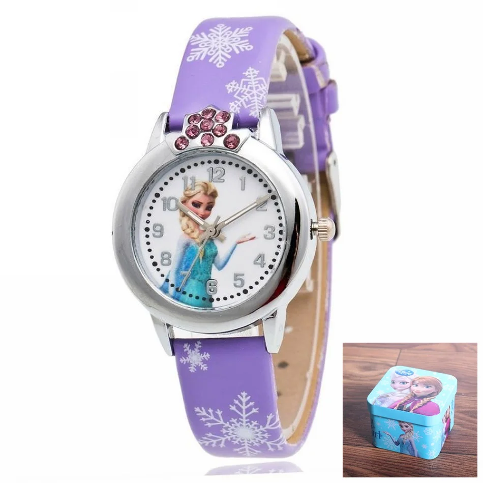 Дисней relogio feminino relojes мультфильм детские часы принцесса часы модные детские милые резиновые кожаные кварцевые часы для девочек - Цвет: 4 original box