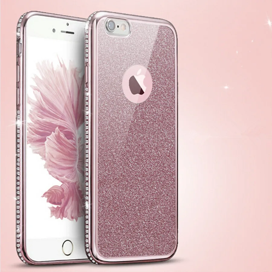 Роскошный ТПУ чехол со стразами и блестками для iPhone 7 X Bling Силиконовые чехлы