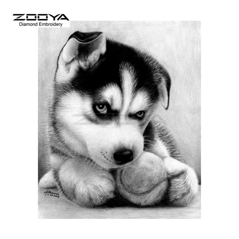 Алмазная вышивка ZOOYA 5D сделай сам живопись с рисунком милой собаки крестиком