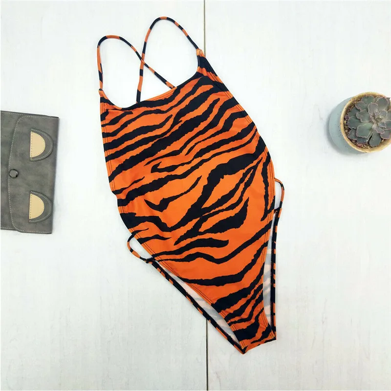 Женское пикантное слитное бикини пуш ап с открытой спиной Леопардовый пляжный