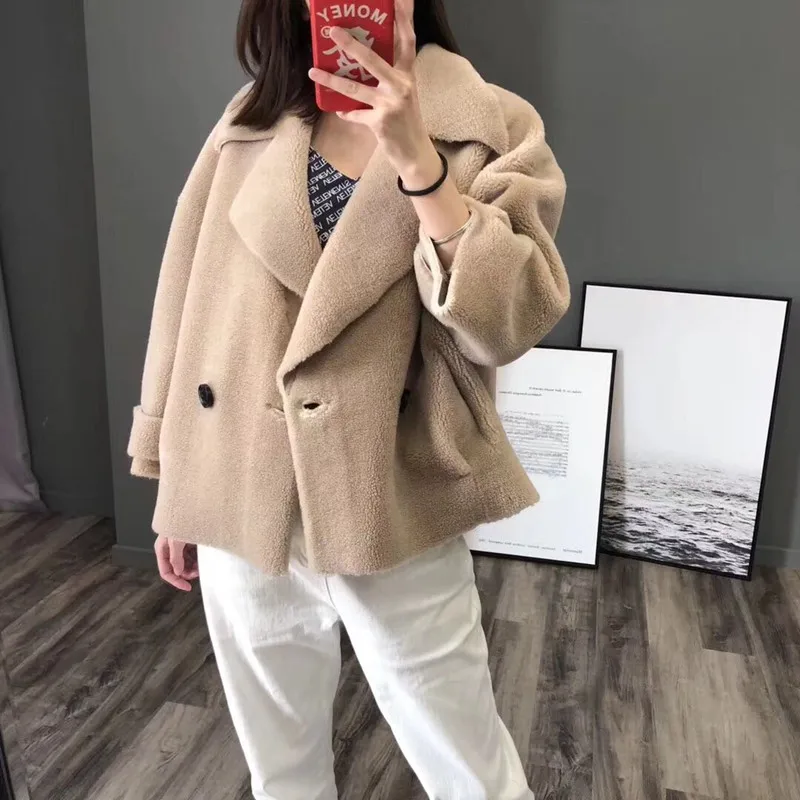 Gours Genuine Shearling Jackets for Women Fashion Natural Wool Real Fur Overcoats Thick Warm In Winter 2018 New Arrival 1803 | Женская