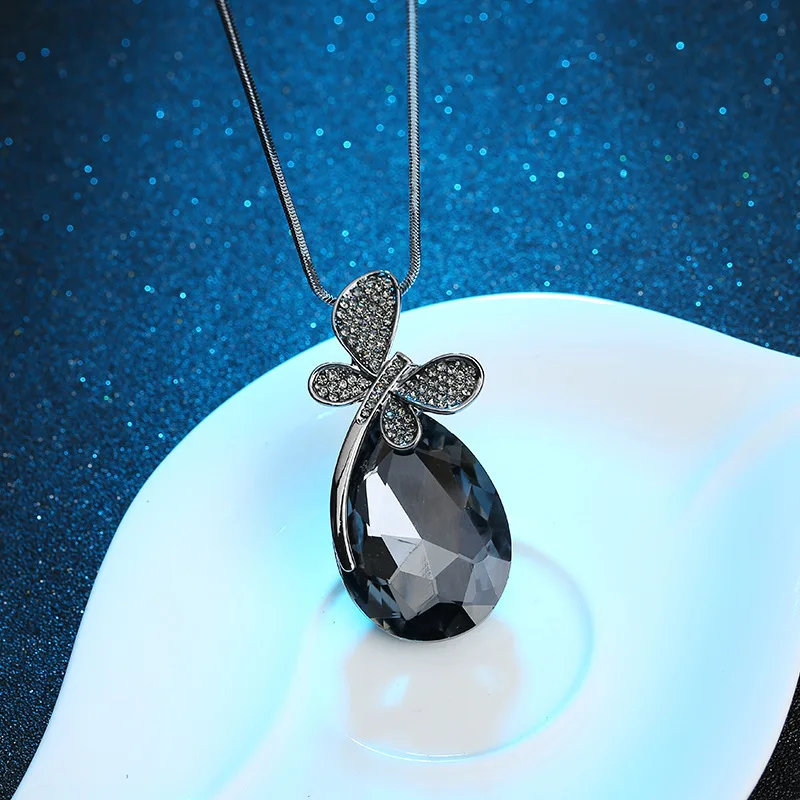 Женское модное ожерелье с подвеской в виде капель кристаллами | Украшения и