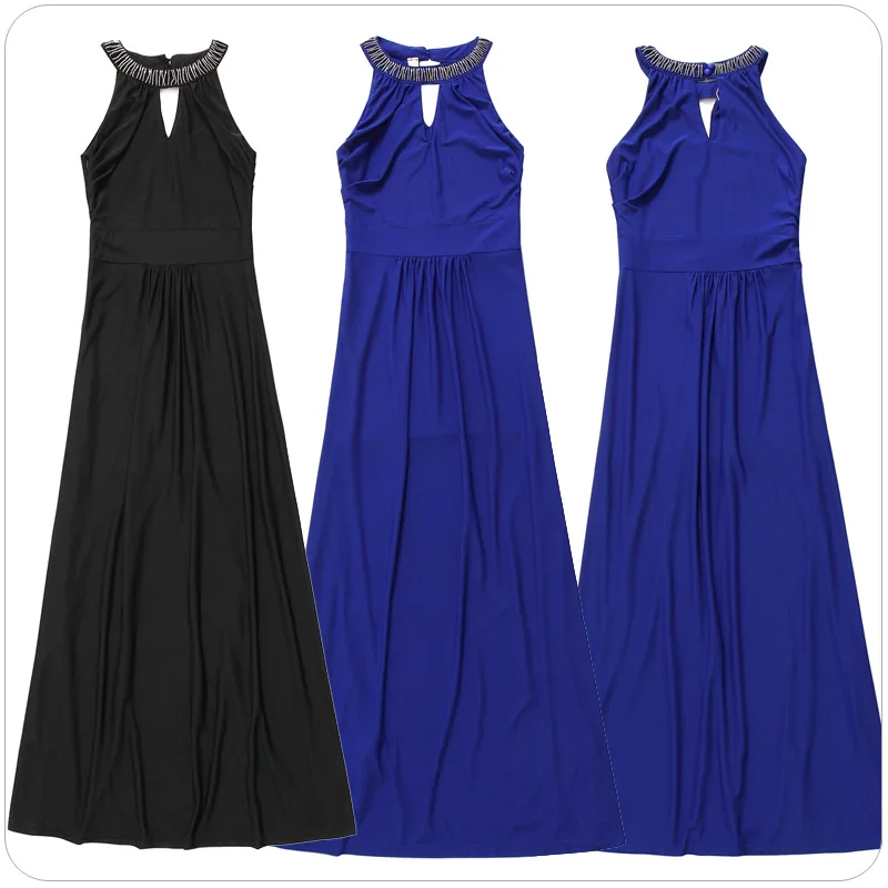 Женское длинное вечернее платье с бусинами однотонное бальное длиной до