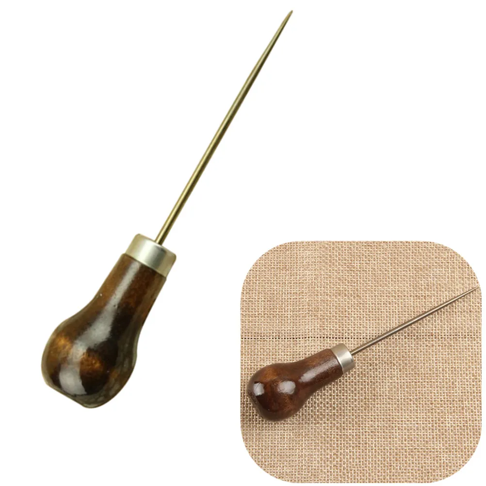 

1Pcs Professional Leather Wood Handle Awl Tools For Leathercraft Stitching Punch Sewing Stitching Leather Craft Tools 11cm