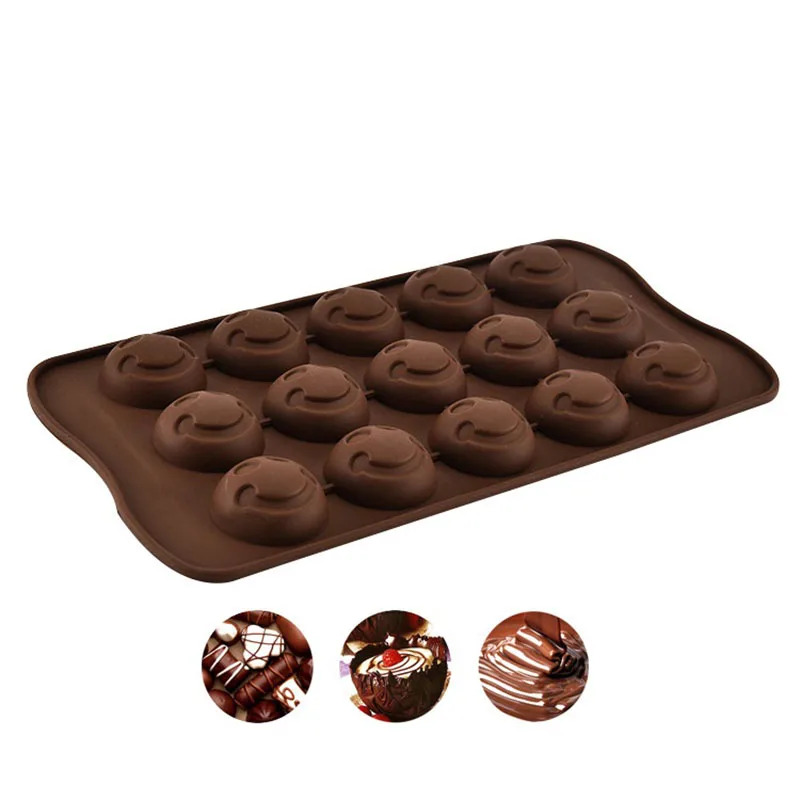 Силиконовая форма для шоколада со смайликом и 15 отверстиями мягкая конфет