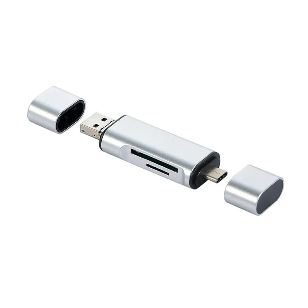 Silver 5-в-1 Тип C OTG кард-ридер с флеш-накопитель USB с гнездовым Интерфейс для ПК USB 2,0 чтения TF слот для карт памяти для устройства чтения sd-карт закупка - Цвет: Silver
