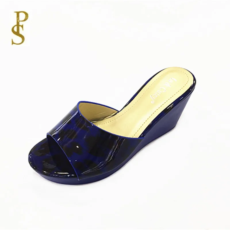 ROYAL BLUE Обувь с леопардовым принтом; модная женская обувь; женская обувь на танкетке - Цвет: ROYAL BLUE