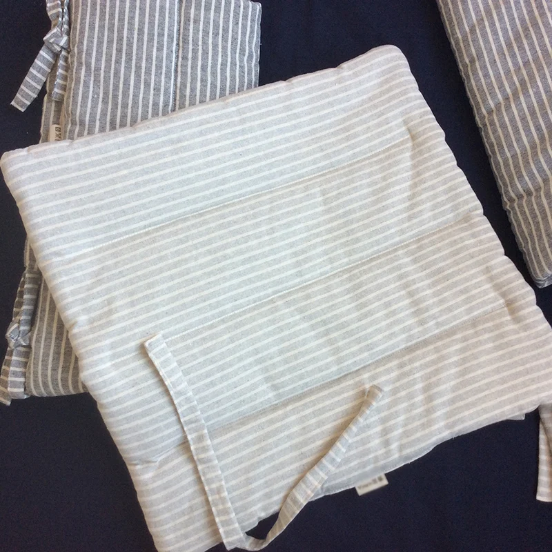 Лидер продаж полосатая подушка для обеденного стула из хлопка и льна Мягкая
