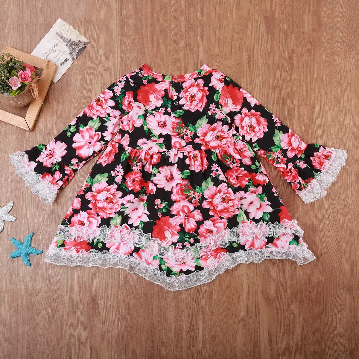 Новинка 2017 Брендовое детское платье с цветочным принтом для маленьких девочек