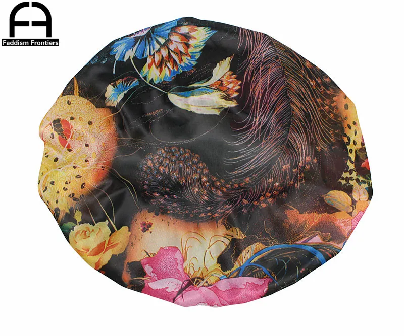 Женская атласная шапочка с принтом Цветочная для сна кружевная бандана головной