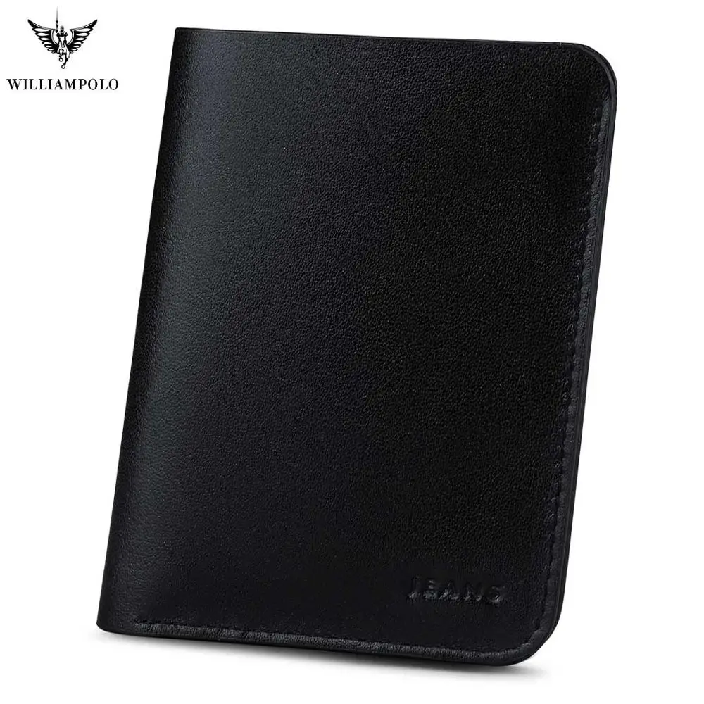 Black-Card sleeve Бренд, мужские кошельки, короткий тонкий двойной клатч, сумка из натуральной кожи, кошелек, мини кредитный держатель для карт, мужской Карманный Кошелек - Цвет: Black-Card sleeve