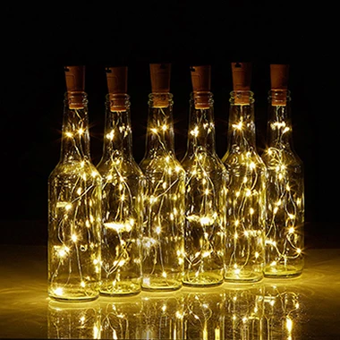 Wine bottle lights 1 м 2 м теплый белый светодиодный гирлянда праздничное освещение сказочные огни Рождественская гирлянда для украшения нового года свадьбы вечеринки - Испускаемый цвет: Wine bottle lights