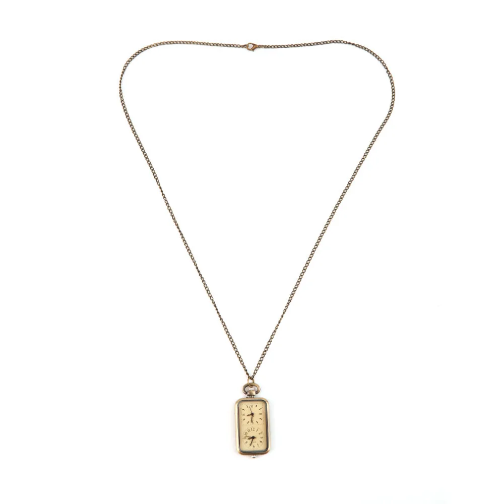 OUTAD античная бронза кварцевые карманные часы двойной часовой пояс подарок для