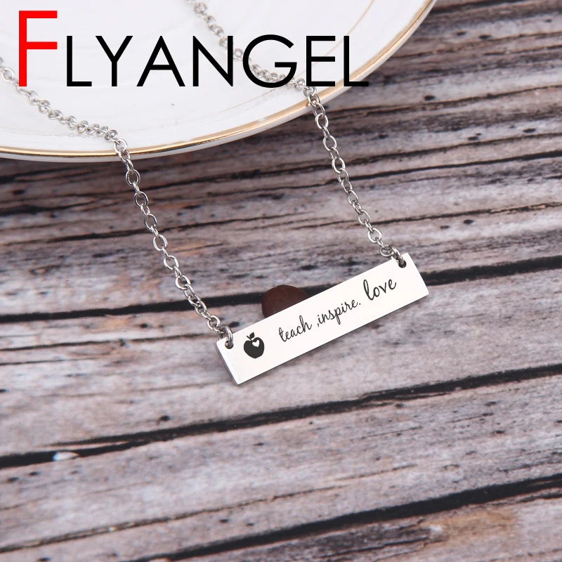 Подарок для родителей и в зеркальном стиле ожерелье с надписью Inspire Love Apple bar