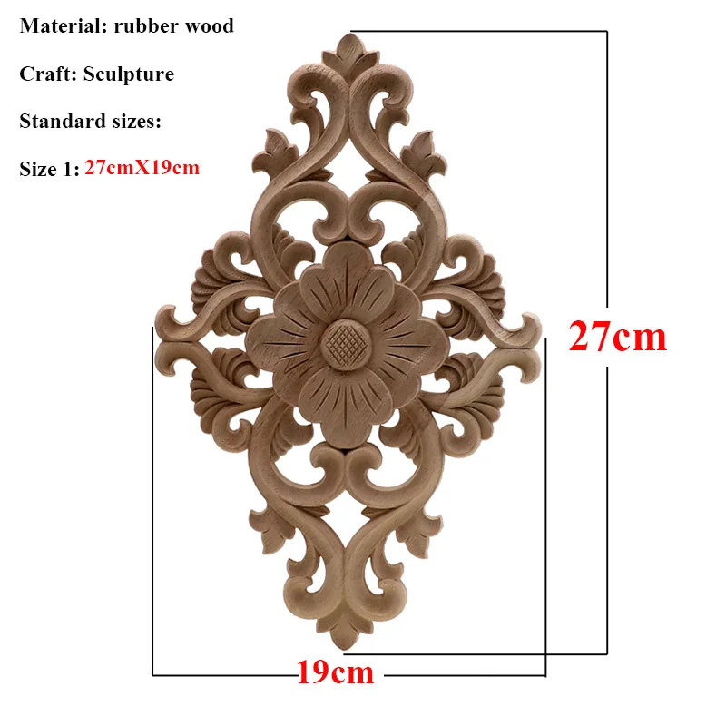 27cmX19cm VZLX уникальные натуральные цветочные деревянные резные фигурки, декоративные угловые Аппликации, рамка для стен, дверей, мебели, резьба по дереву - Цвет: 27cmX19cm