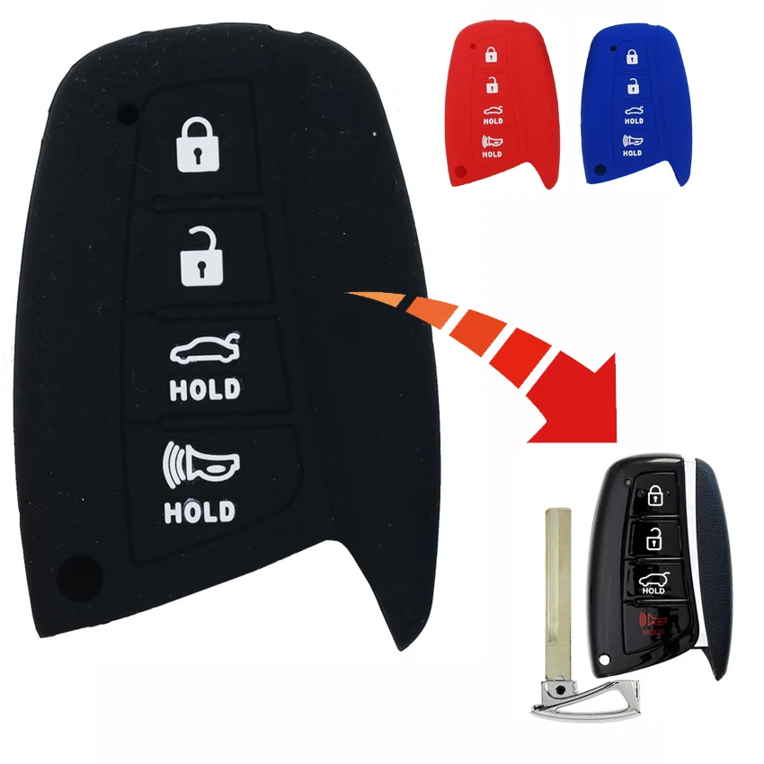 Чехол для Hyundai Santa Fe Tucson ix45 Accent Genesis Equus Azera Solaris ix35 4 кнопки 1 шт.|car key case cover|smart casekey for