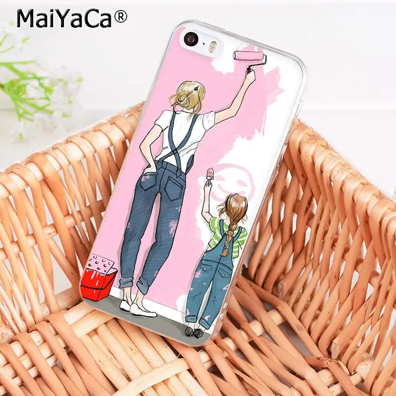 A6 MaiYaCa, черный, коричневый цвет, волосы для мамы, дочки, папы, высокое качество, чехол для телефона, для iPhone 8, 7, 6, 6S Plus, X, XS, MAX, 5, 5S, SE, XR, 10, чехол - Цвет: A6