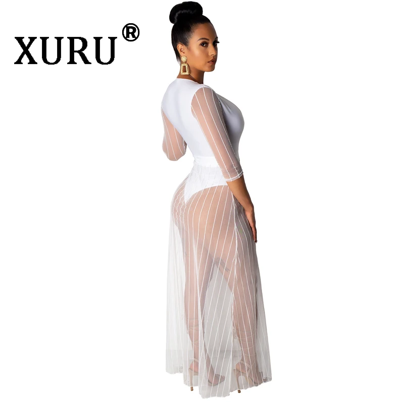 Платье женское Сетчатое с глубоким V образным вырезом и рукавом до локтя|Женские