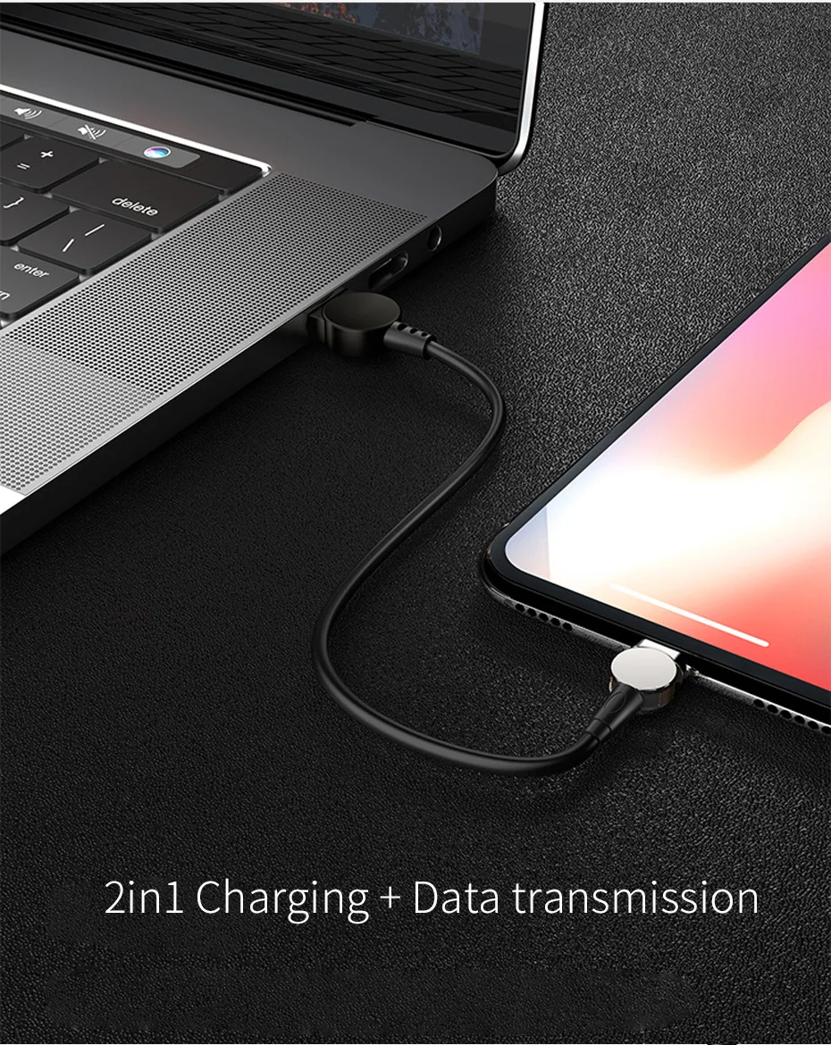 OUSU вращающийся 3A Быстрая зарядка 3,0 Micro usb type C Магнитный кабель системы освещения кабель USB C для iphone кабель зарядное устройство