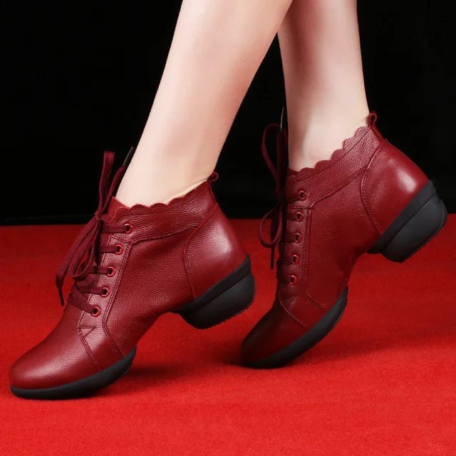 Fitness Dance Shoes Modern Major Women Hollow Holes Leather Dancing Sneaker Square Sports For | Спорт и развлечения