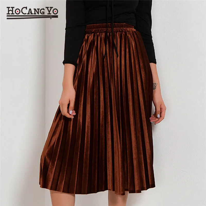 Универсальные вельветовые плиссированные юбки женские модные уличные средней